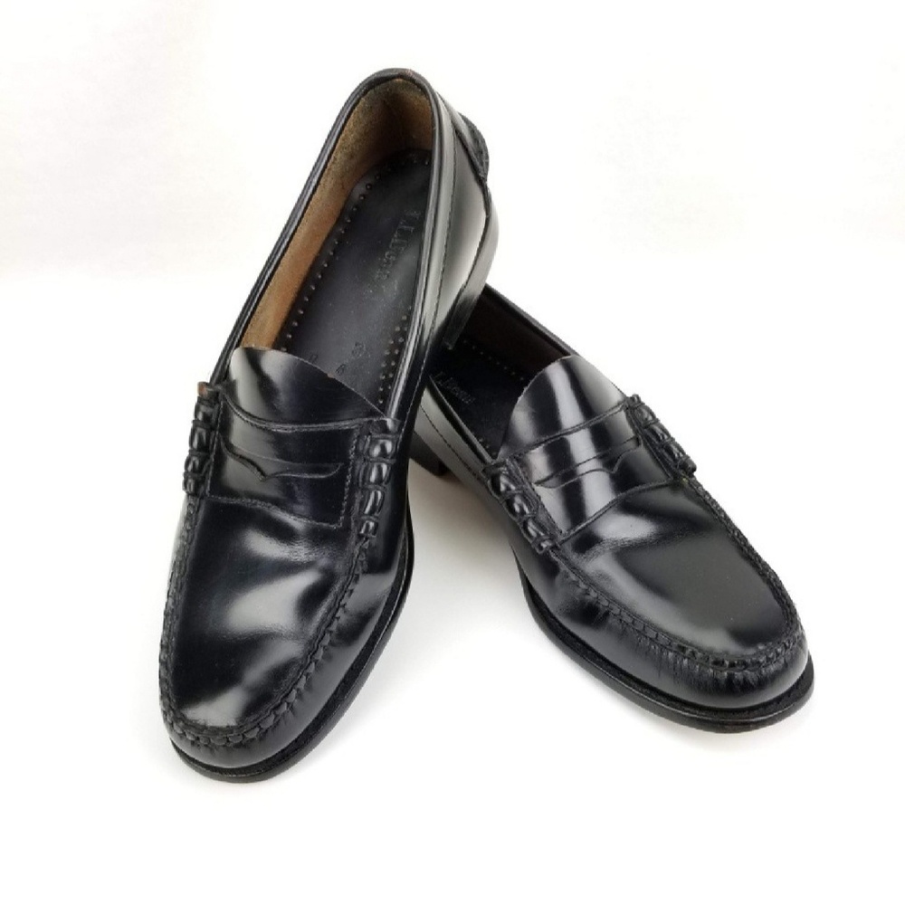 LL Bean Black Leather Penny Loafer Size 9